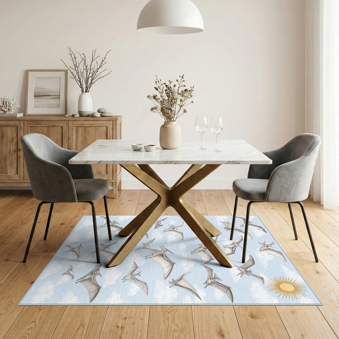 Soaring Pterodactyls Blue Sky Kids Rug