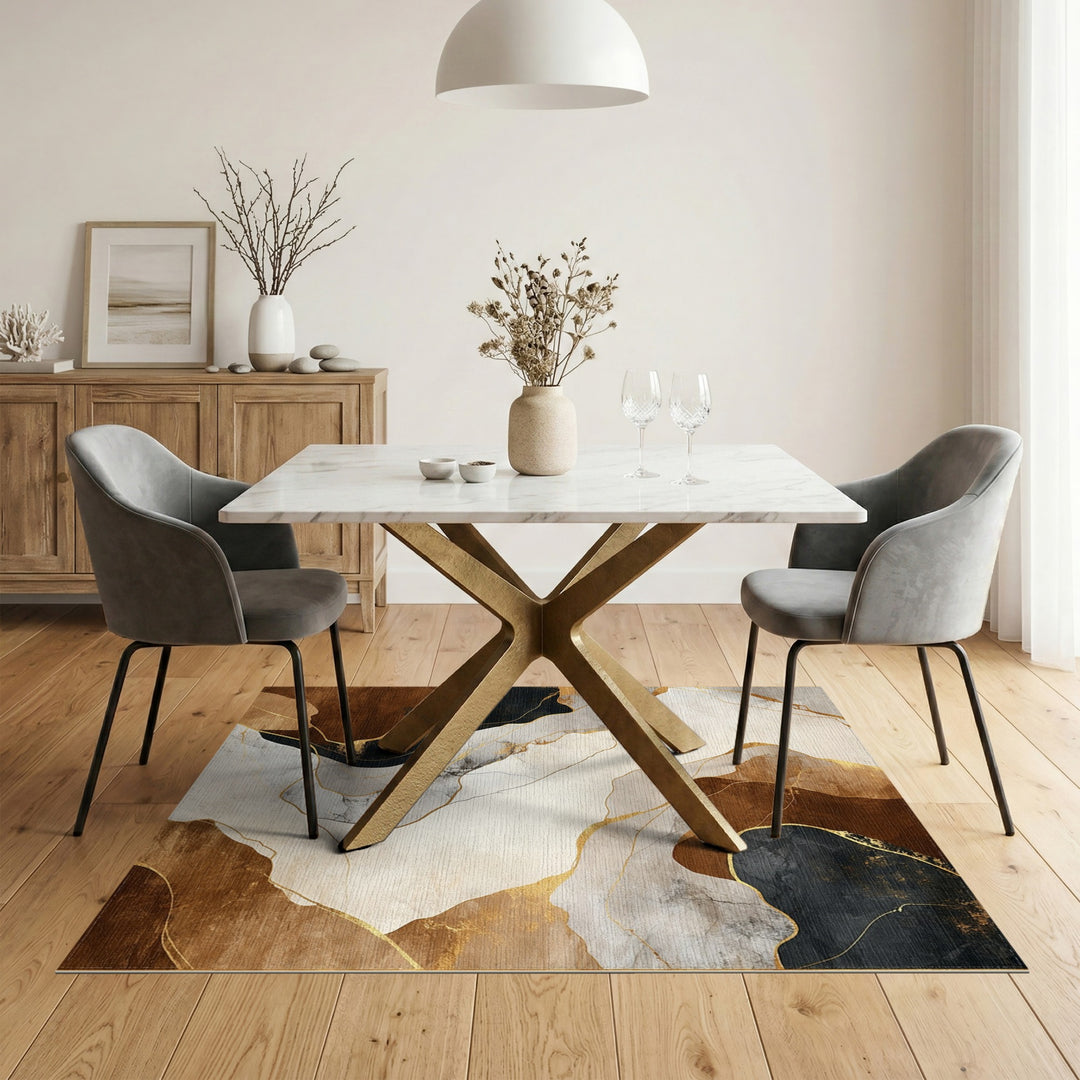 Abstract Brown and Gold Area Rug
