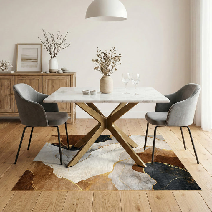 Abstract Brown and Gold Area Rug