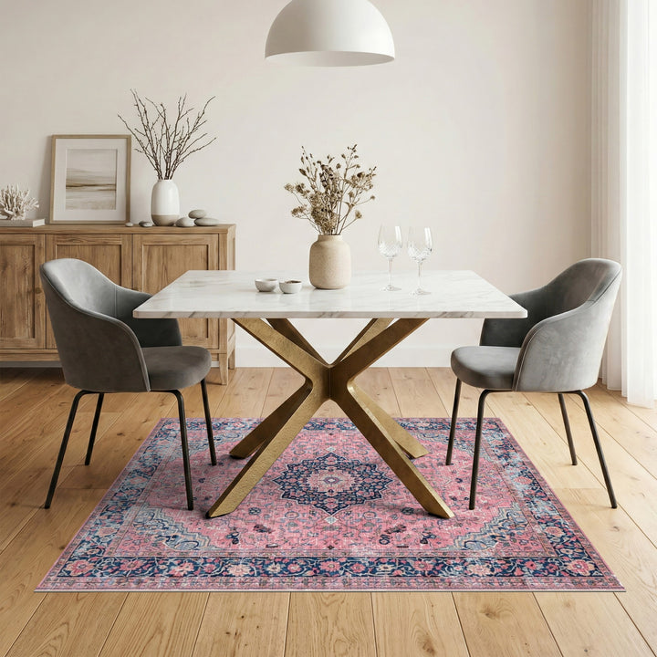 Floral Medallion Pink Persian Floral Medallion Area Rug