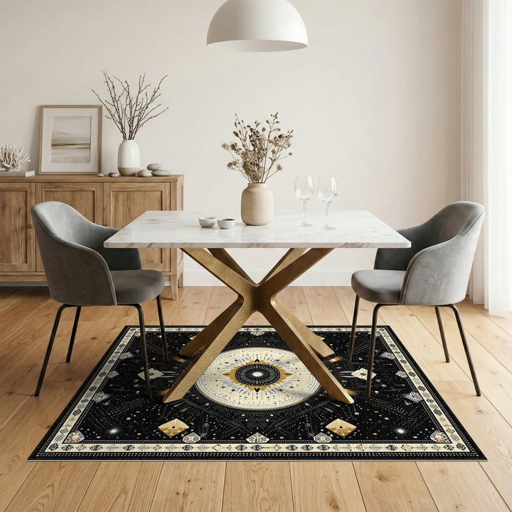 Gold Celestial Mandala Area Rug