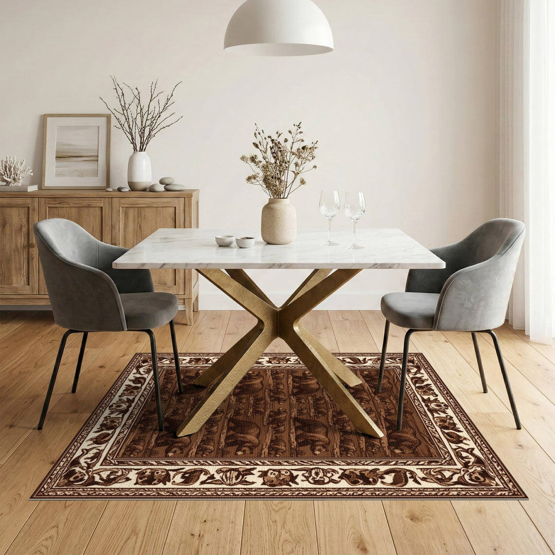Brown Bear Wilderness Rustic Area Rug