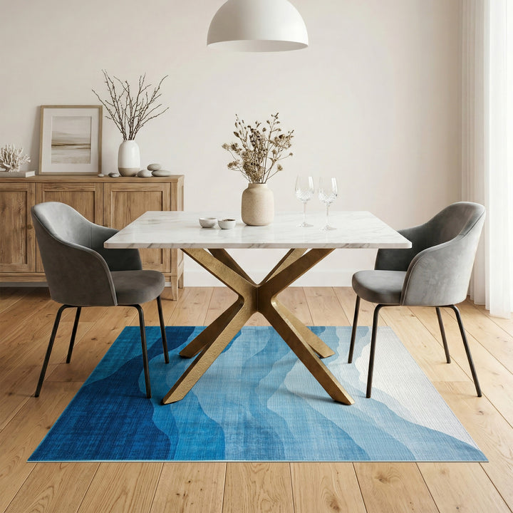 Blue Layered Mountain Abstract Area Rug