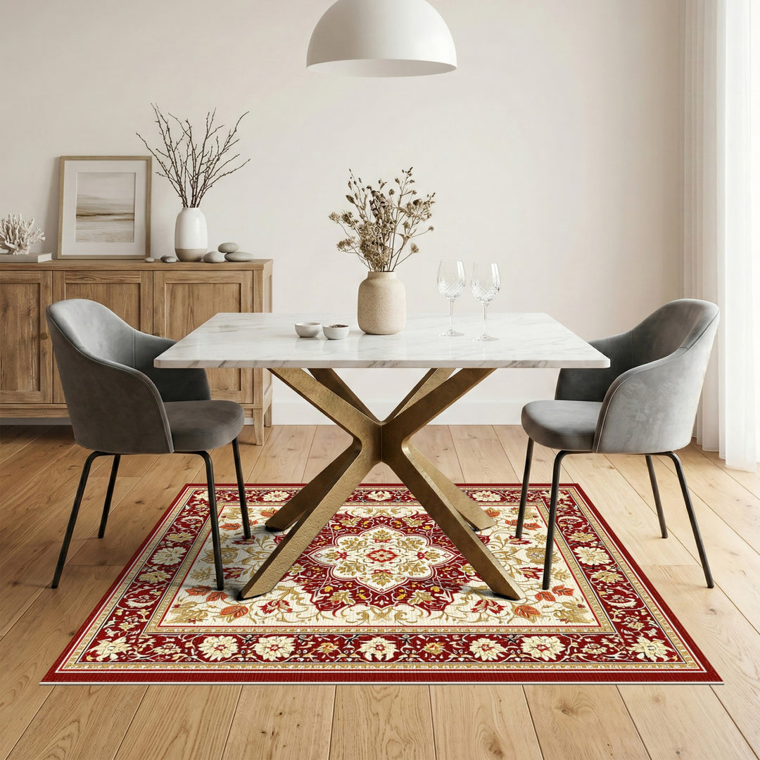 Red Persian Floral Medallion Area Rug