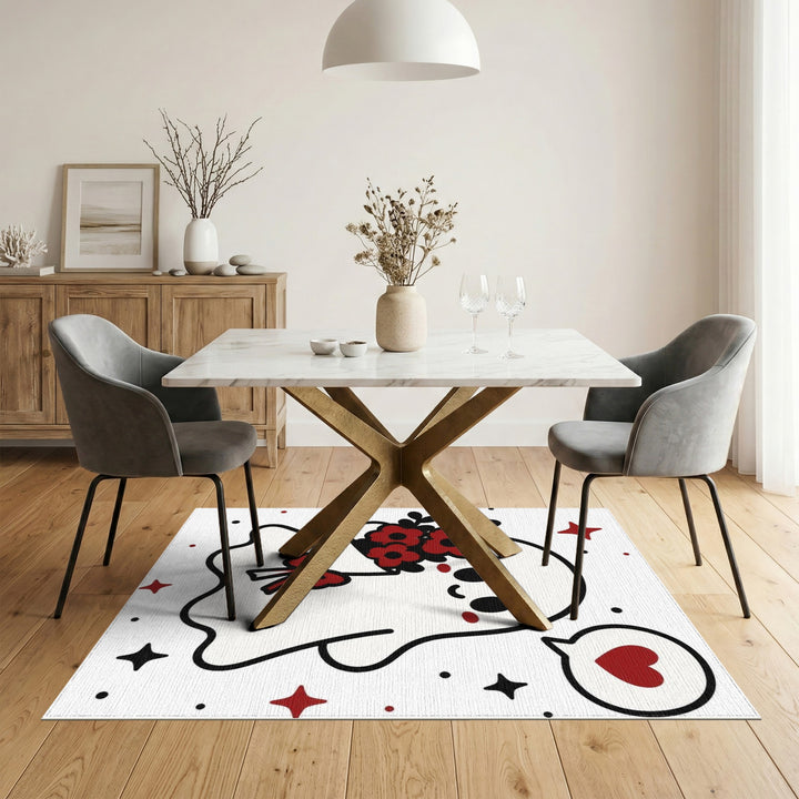 Cute Ghost with Red Flowers Kids Rug