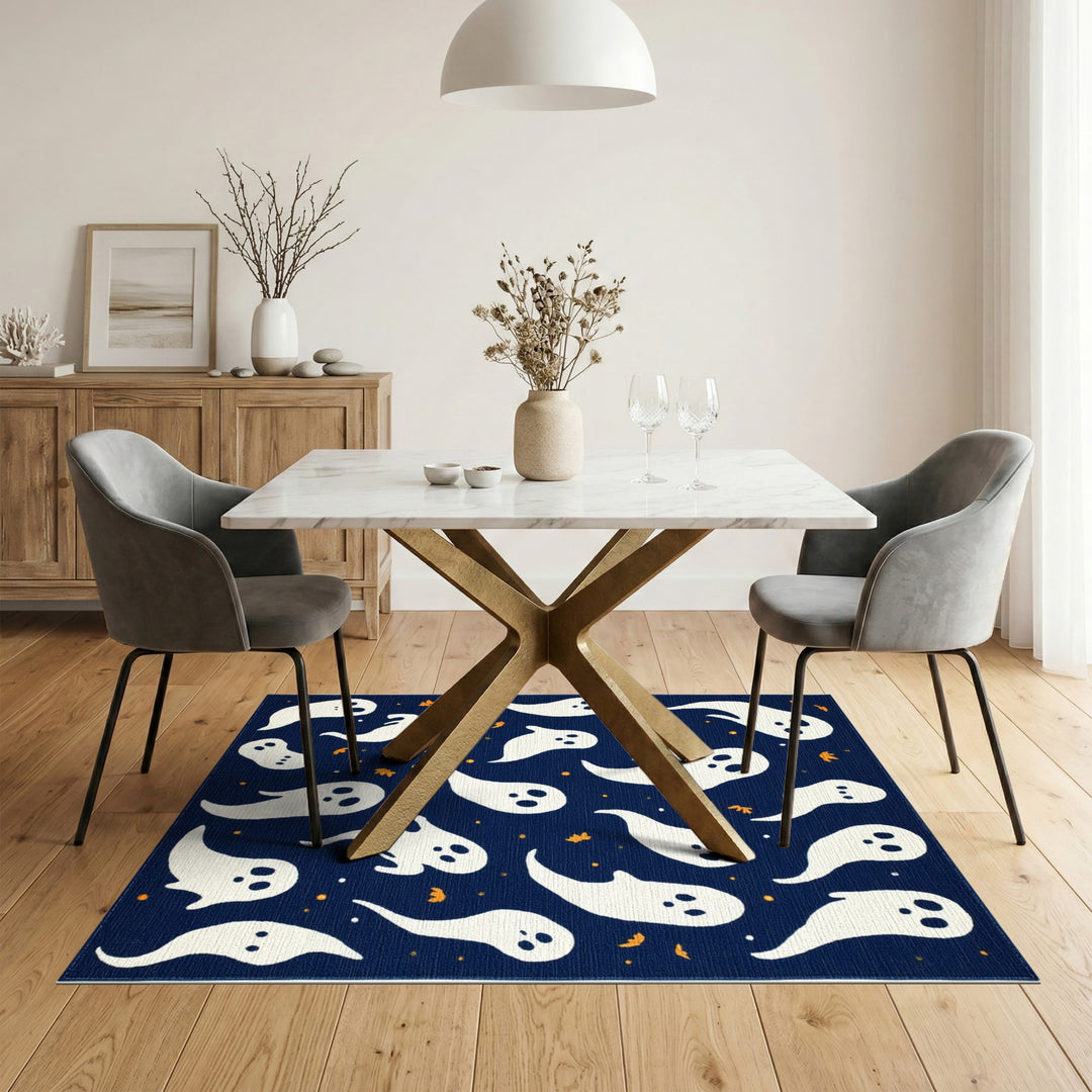 Ghost Kids Navy Blue Area Rug