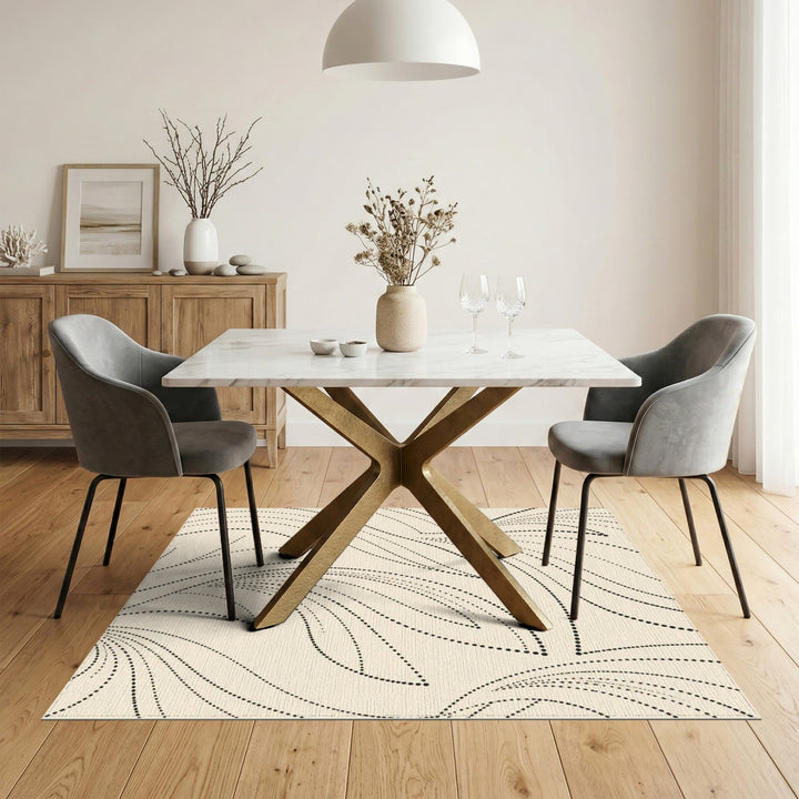 Black Dot Swirl Beige Area Rug
