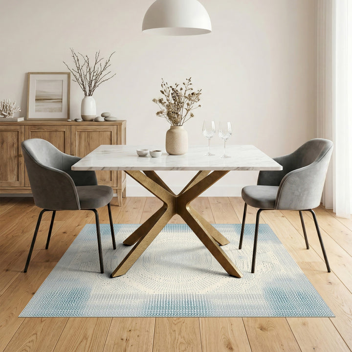 Blue and Teal Blue Teal Geometric Dot Area Rug