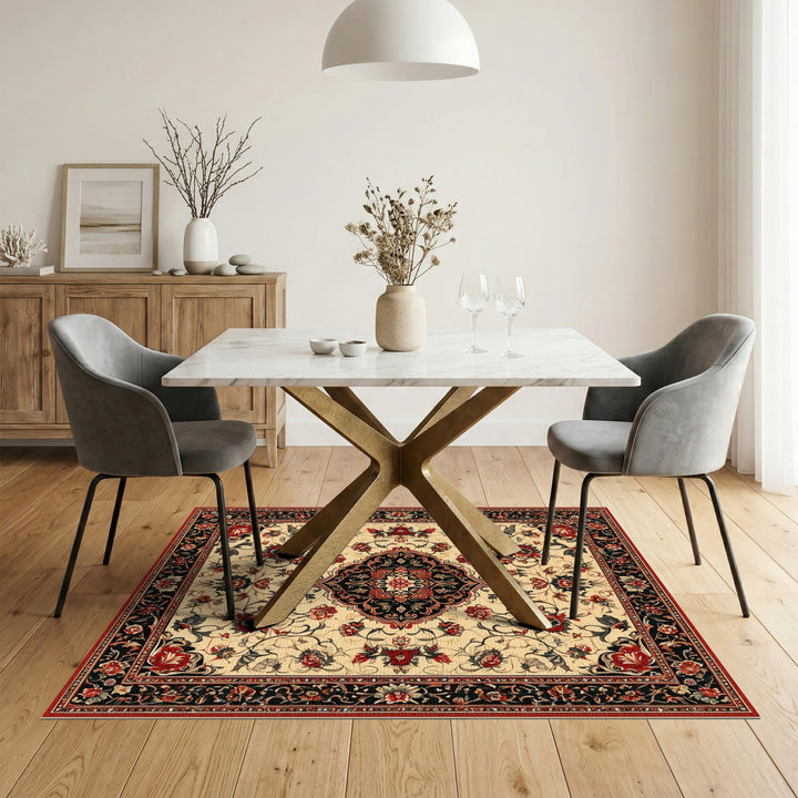 Red Floral Persian Medallion Traditional Persian Area Rug