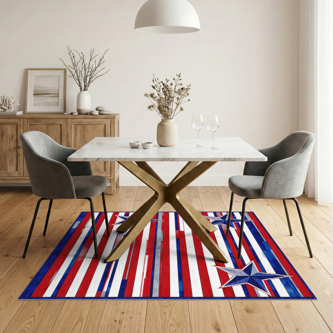 Distressed Patriotic Star Area Rug