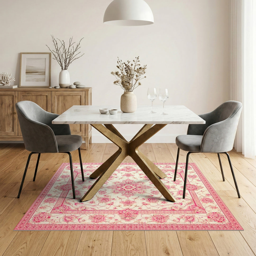 Pink Floral Vintage Area Rug