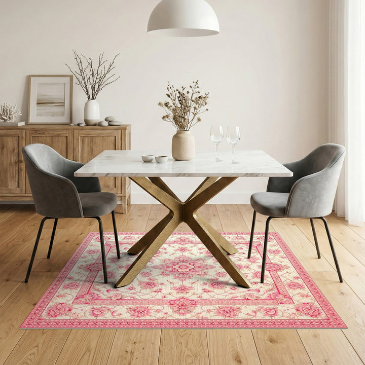 Pink Floral Vintage Area Rug