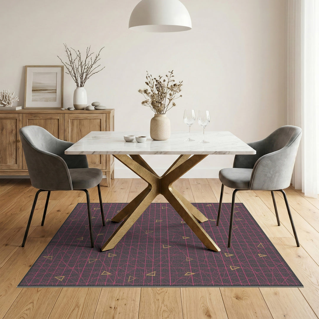 Grey Geometric Triangle Geometric Modern Area Rug