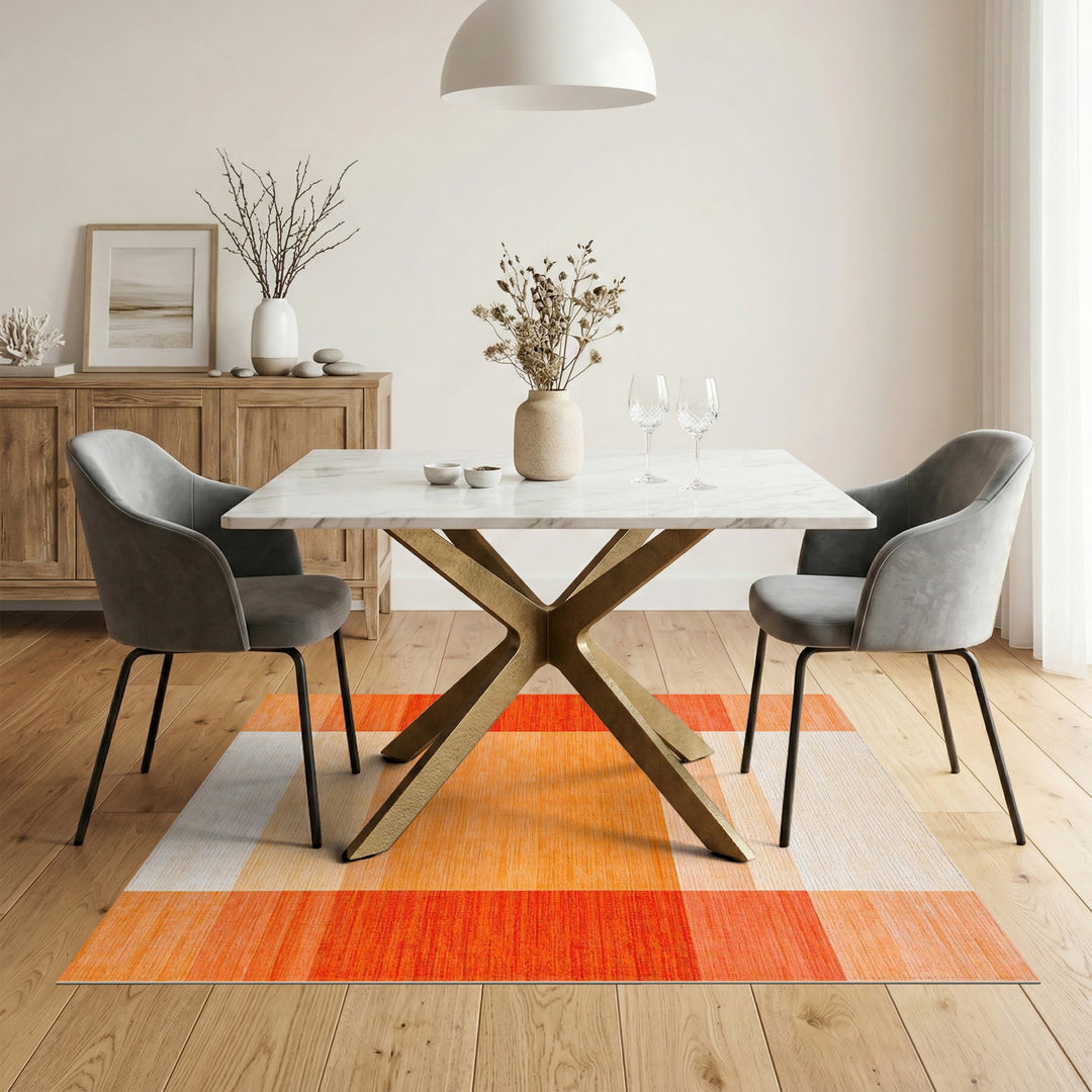 Geometric Modern Bold Orange Geometric Block Area Rug