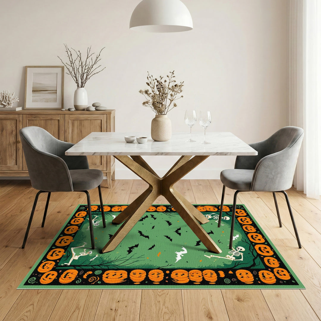 Halloween Skeletons Pumpkins Area Rug
