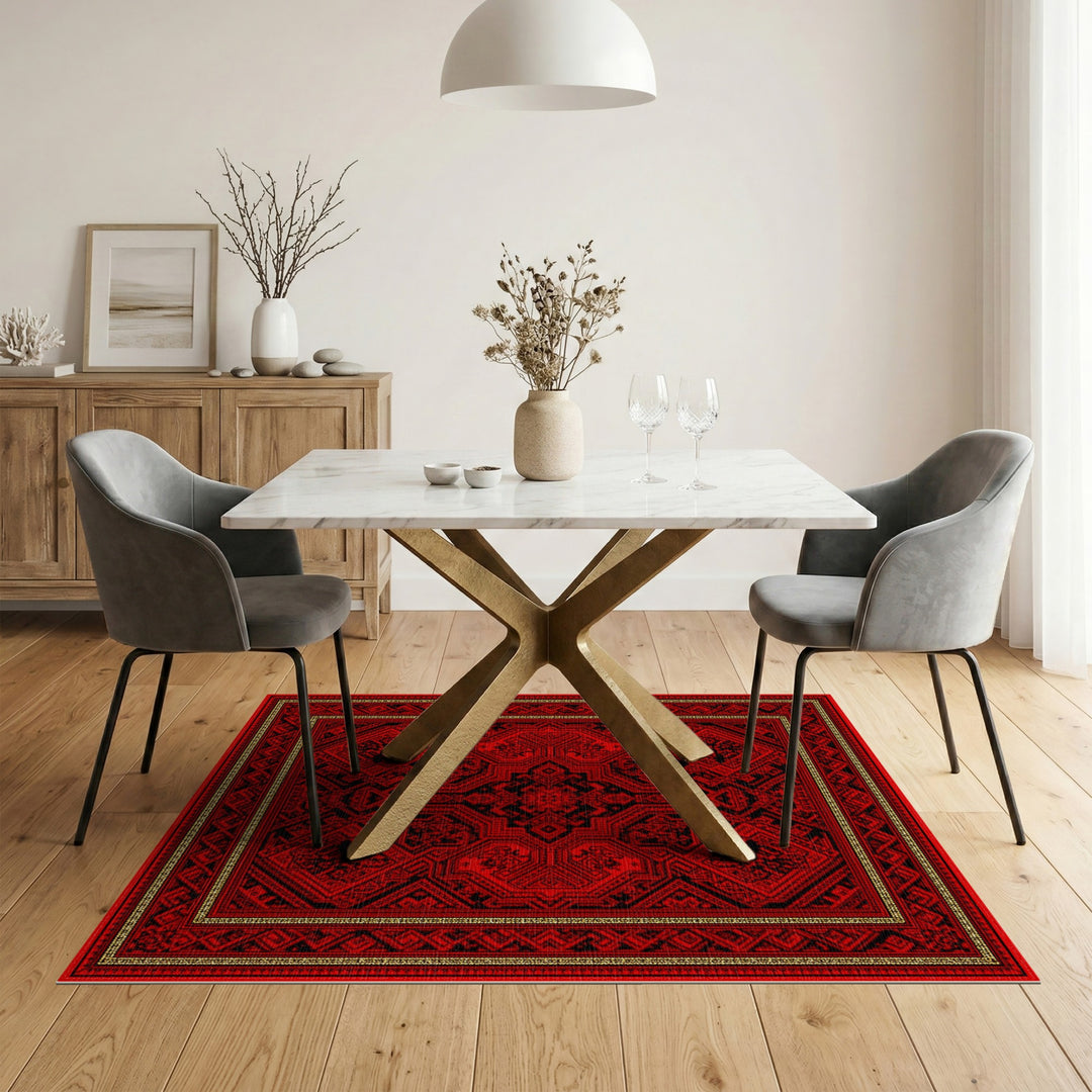 Bold Red Traditional Persian Area Rug