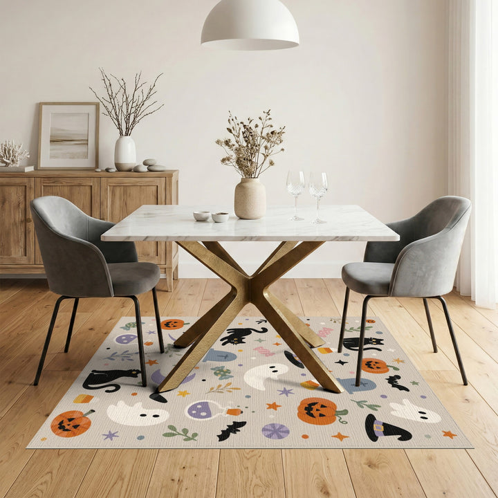Halloween Cats Pumpkins Kids Cartoon Area Rug