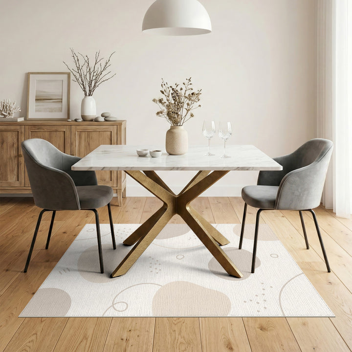 Beige Organic Abstract Area Rug