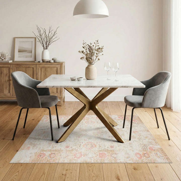 Vintage Floral Beige Area Rug