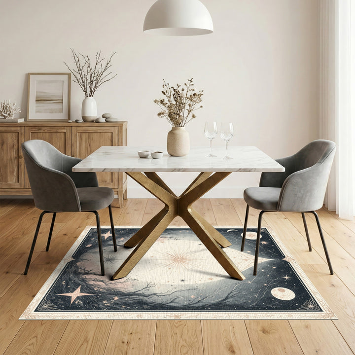 Celestial Starburst Teardrop Boho Area Rug
