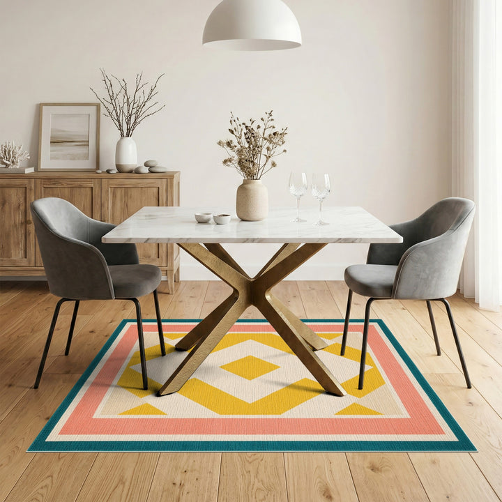 Bold Geometric Yellow Diamond Area Rug