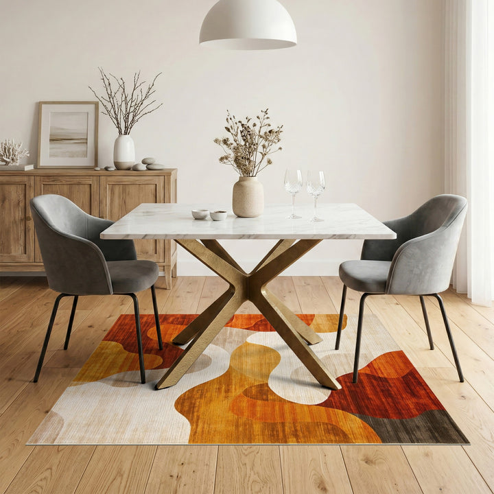 Orange Wave Orange Abstract Wave Area Rug