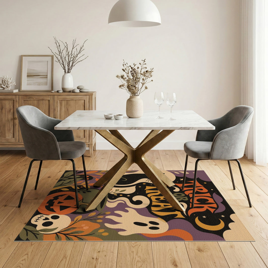 Kids Cartoon Trick or Treat Halloween Area Rug