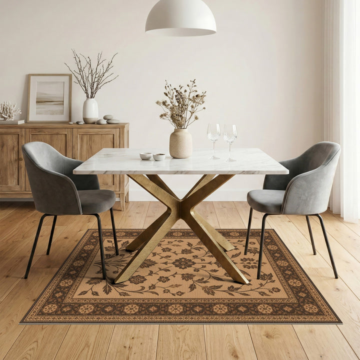 Brown Floral Vintage Area Rug