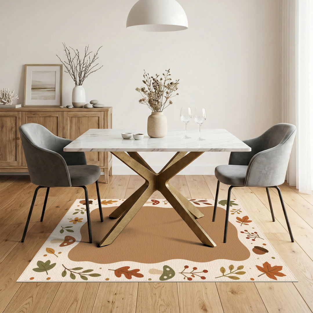 Autumn Leaf and Acorn Brown Area Rug