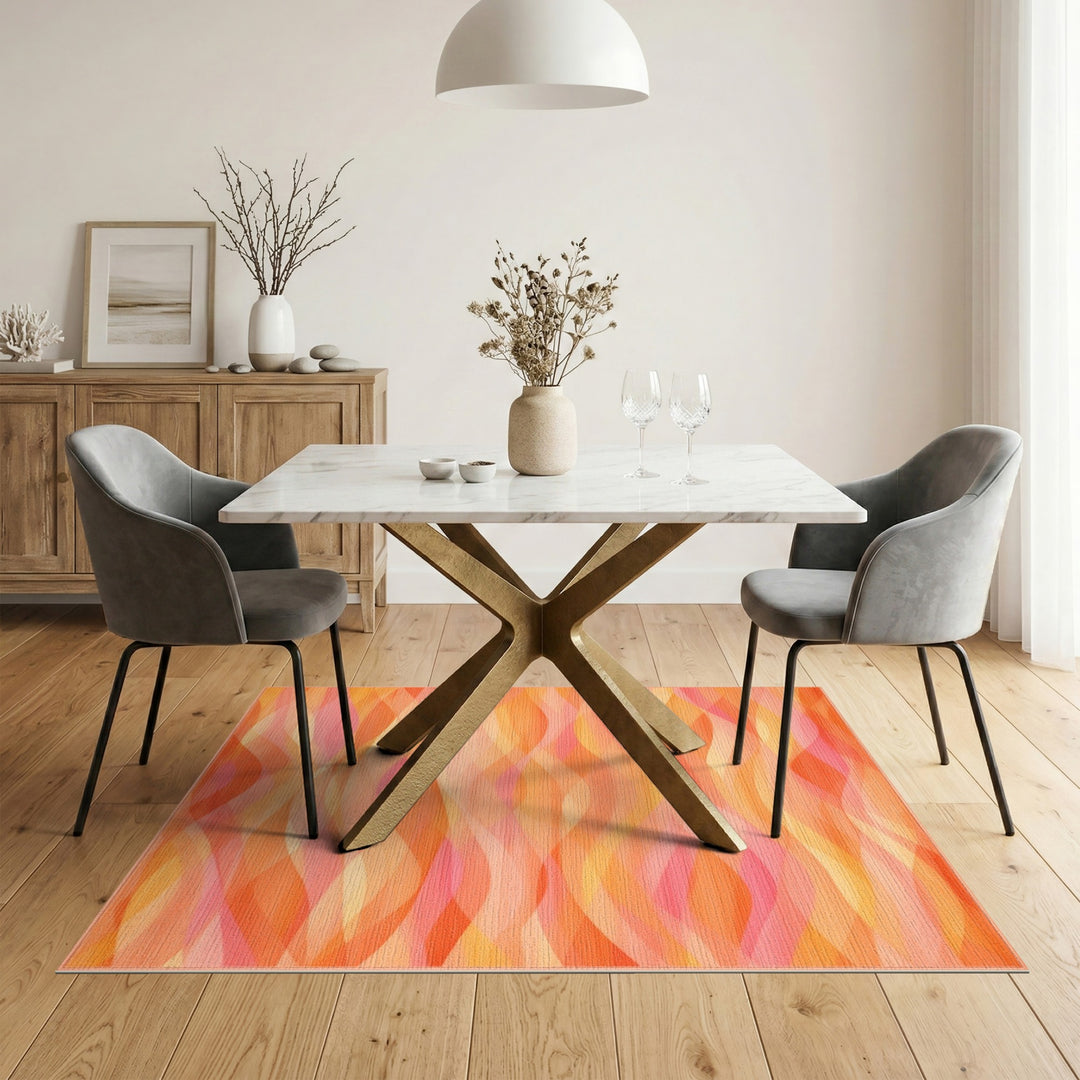 Orange Abstract Area Vibrant Orange Wave Abstract Area Rug