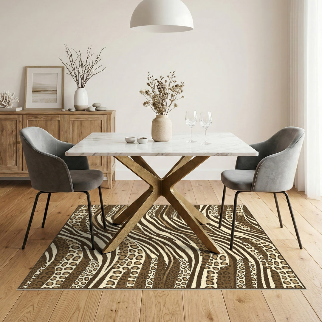 Brown Leopard Wave Area Rug