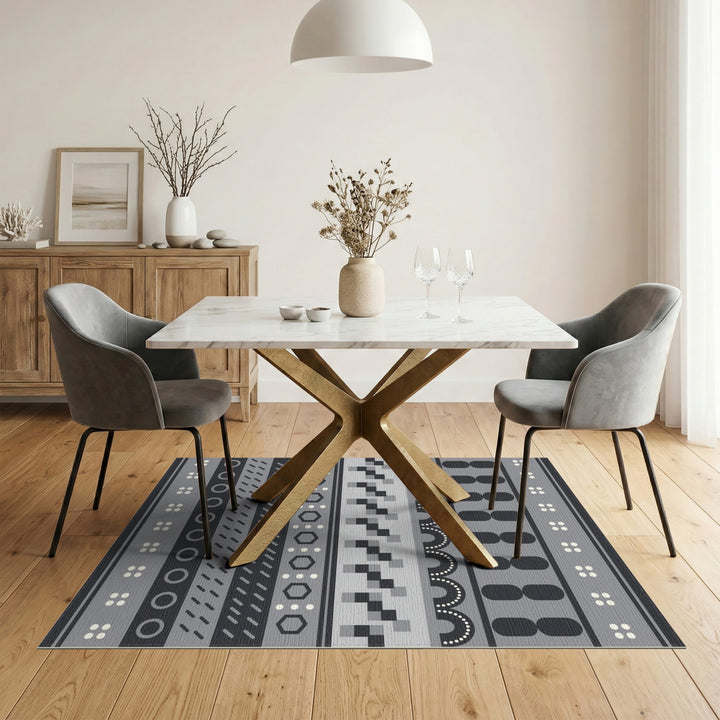 Grey Geometric Modern Area Rug
