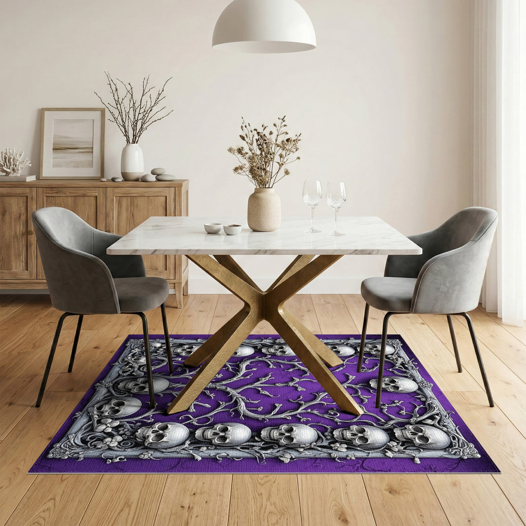 Purple Gothic Skull Branch Area Rug