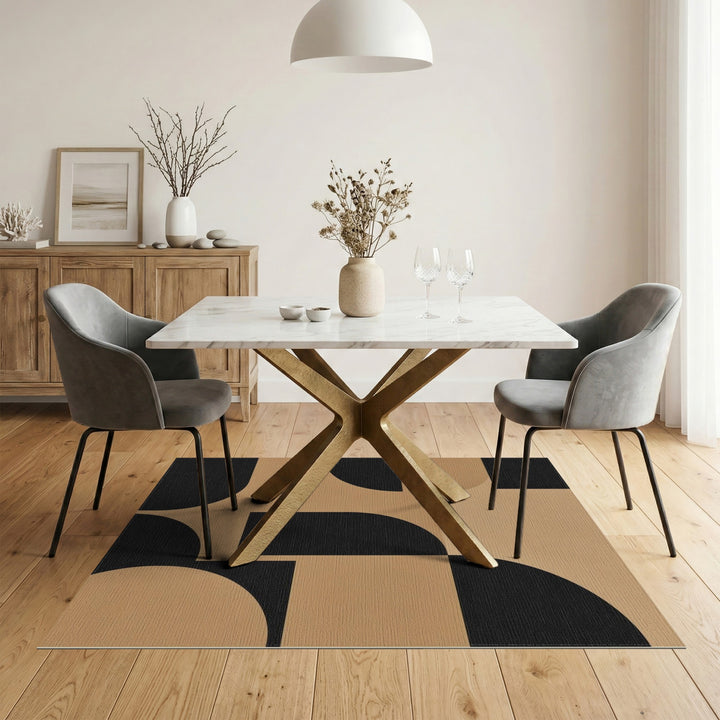 Black and Tan Geometric Area Rug
