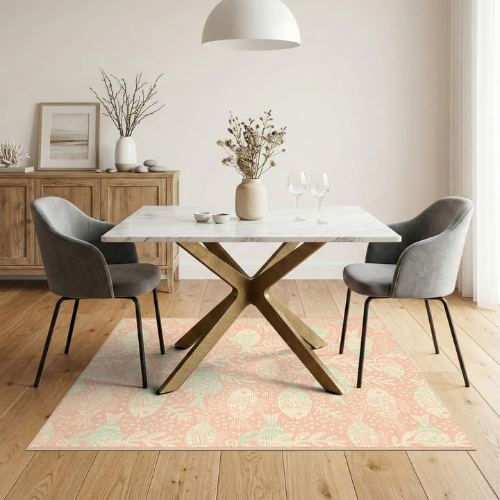 Pink Mint Fish Area Rug