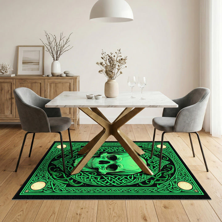 Green Skull Heritage Area Rug