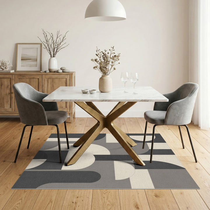 Grey Geometric Arched Area Rug
