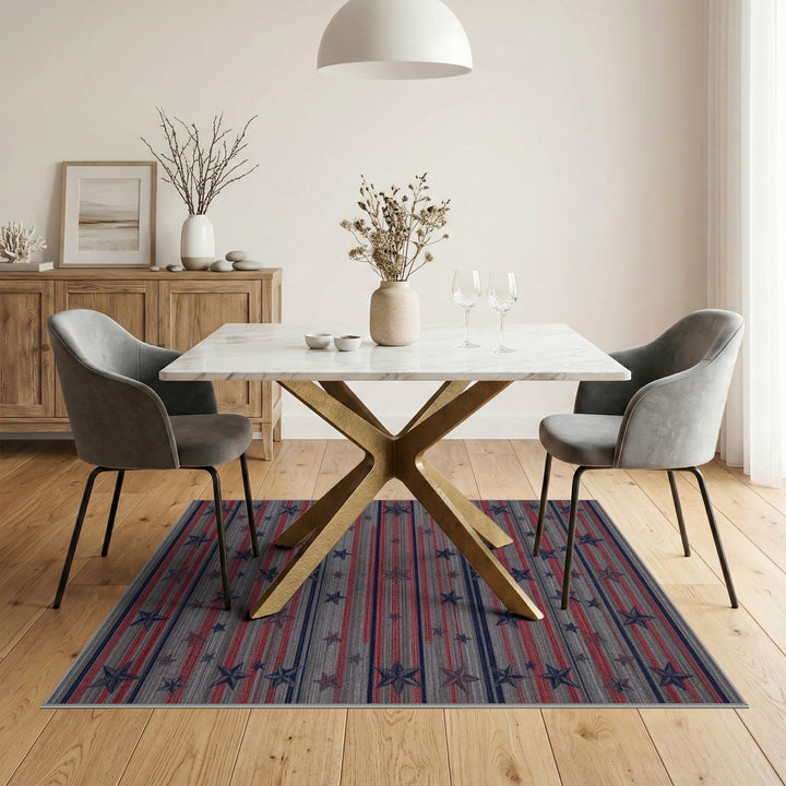 Patriotic Stars Washable Area Rug