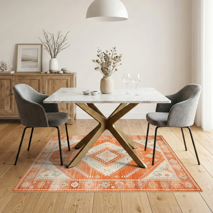 Orange Southwestern Geometric Area Rug