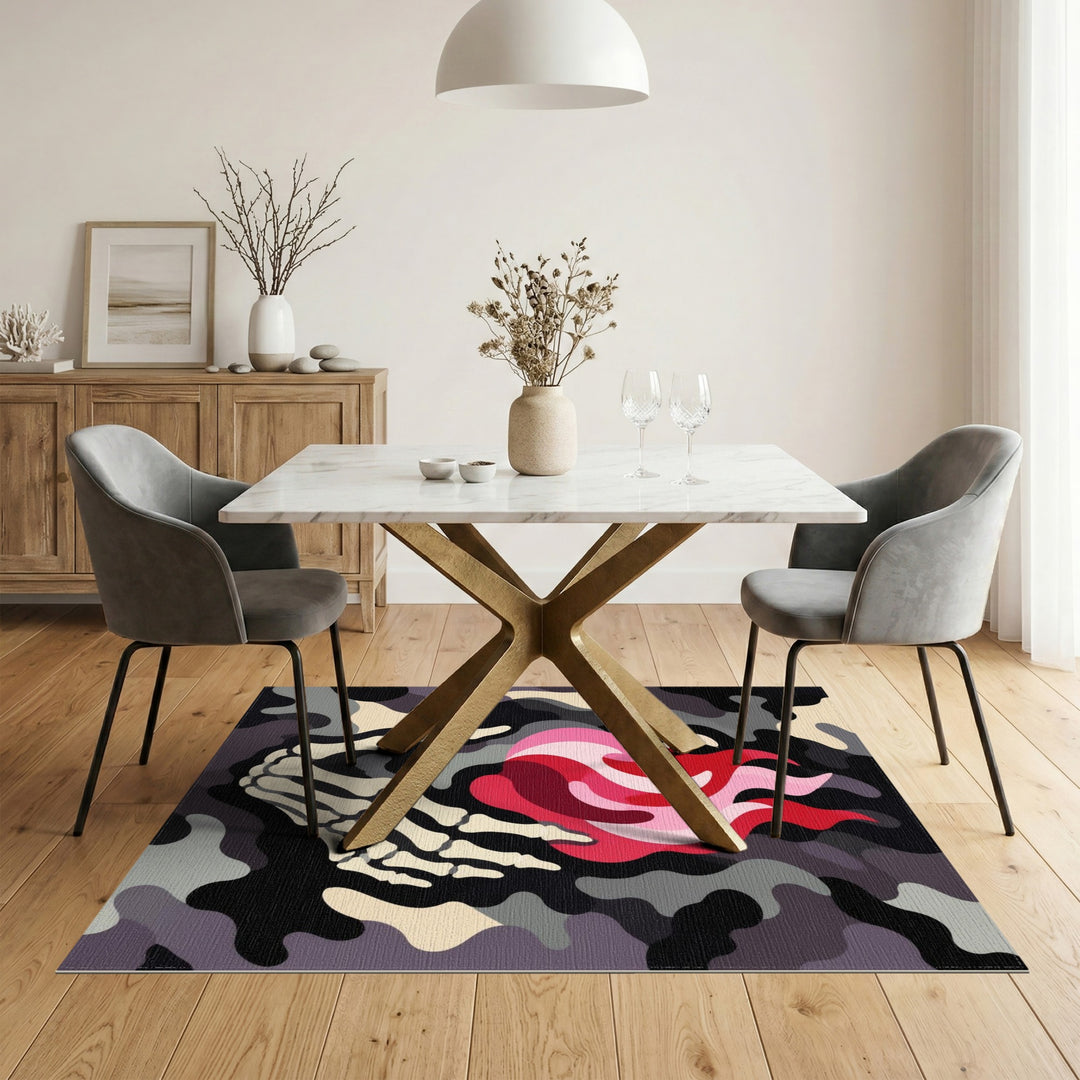 Skeleton Flame Camo Area Rug
