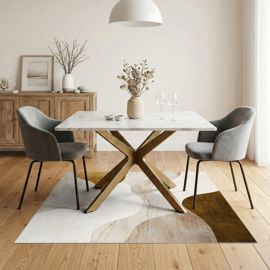 Beige Abstract Wave Area Rug