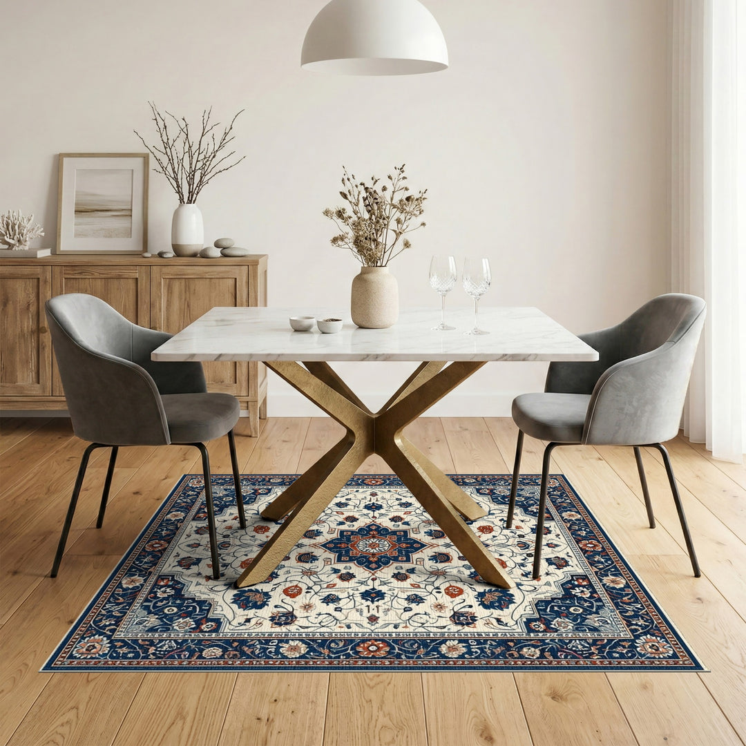 Medallion Blue Persian Floral Medallion Area Rug