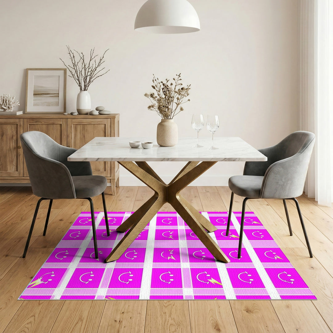 Pink Lightning Smiley Kids Cartoon Rug