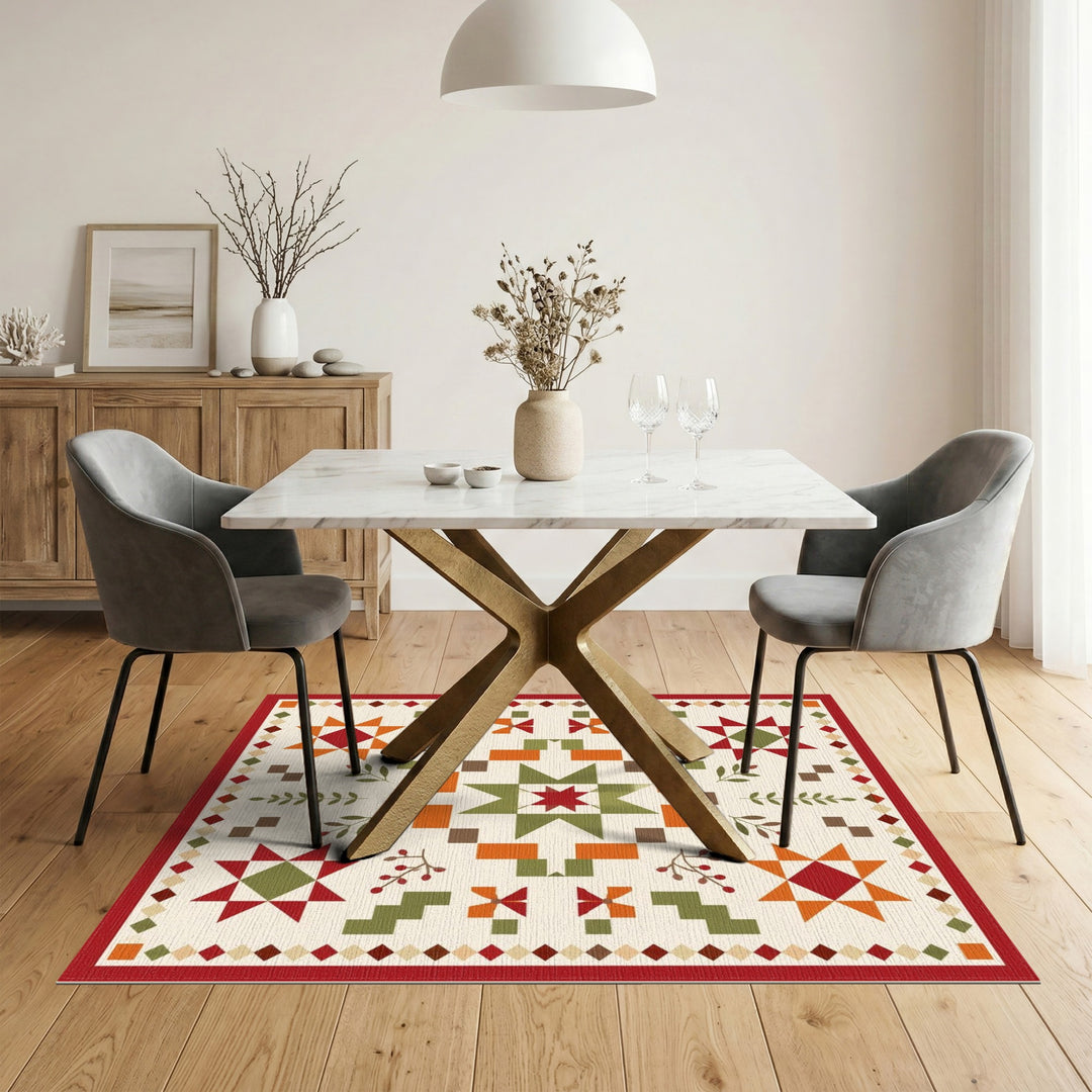 Rustic Farmhouse Star Quilt Area Rug