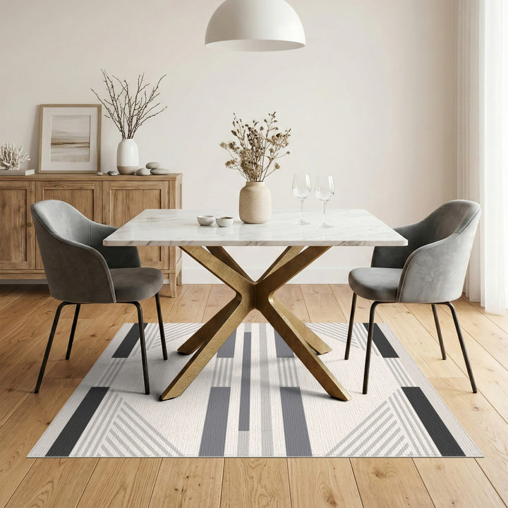 Grey Geometric Area Rug