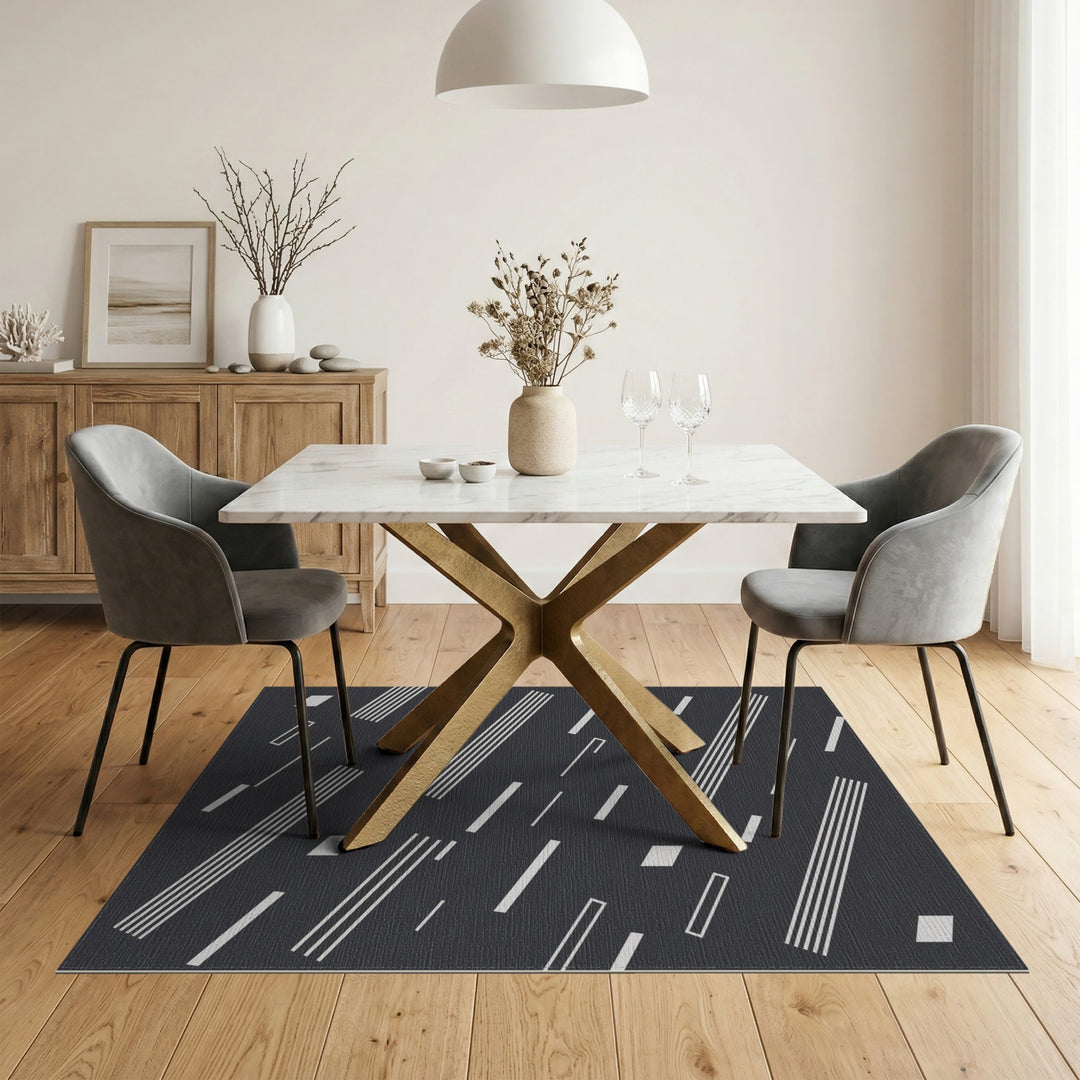 Black White Geometric Area Rug