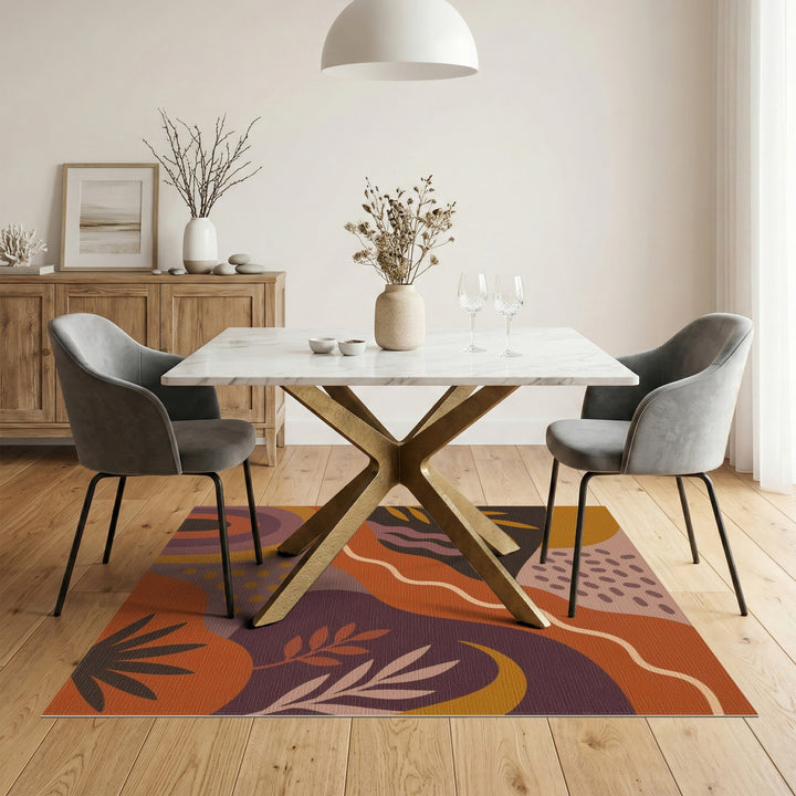 ODIKA Abstract Orange Leaf Area Rug
