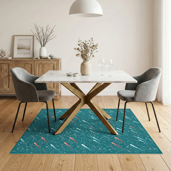 Meteor Shower Teal Area Rug