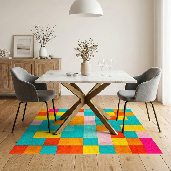 Vibrant Geometric Multi-Color Area Rug