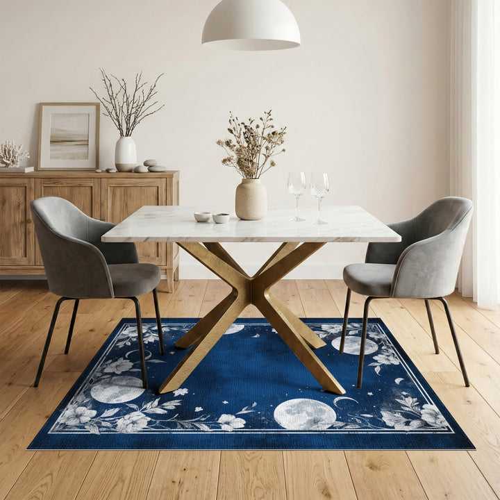 Celestial Moon Floral Distressed Area Rug